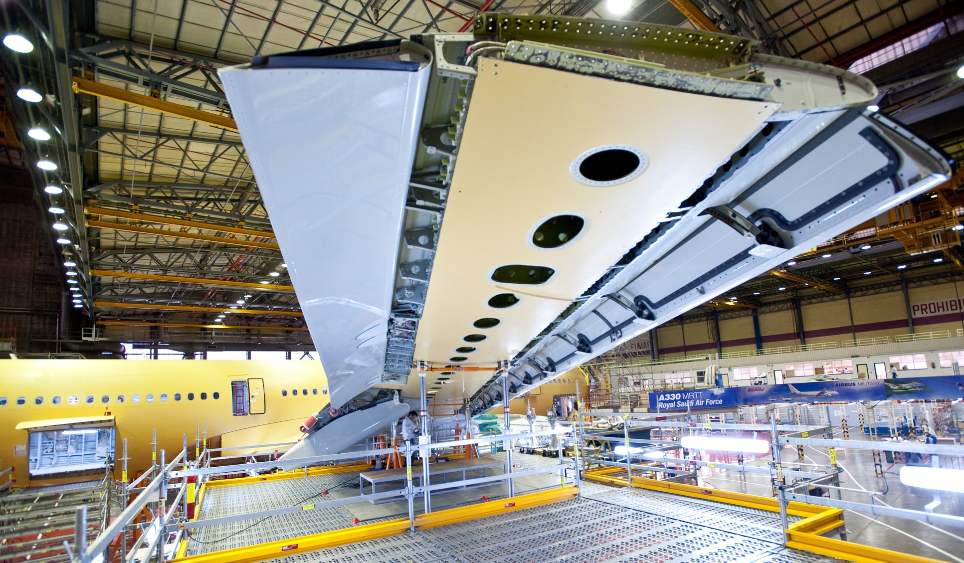 An A330 wing being built in a factory
