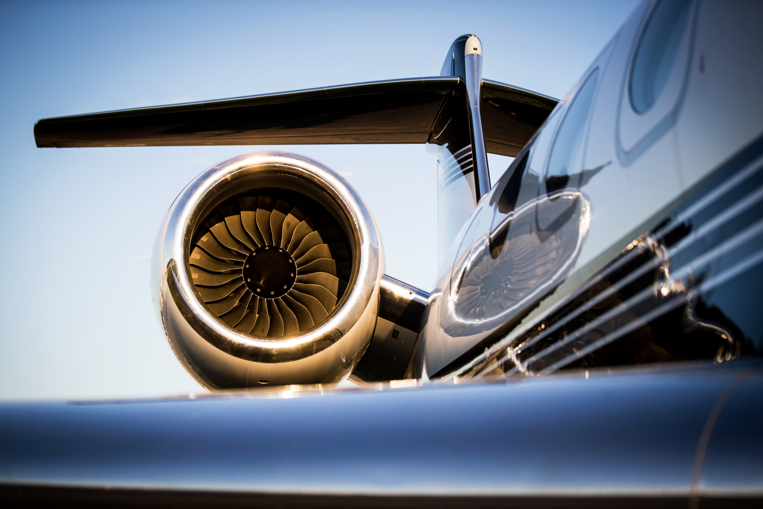 Lightweight fasteners - Corporate Jet at sunset